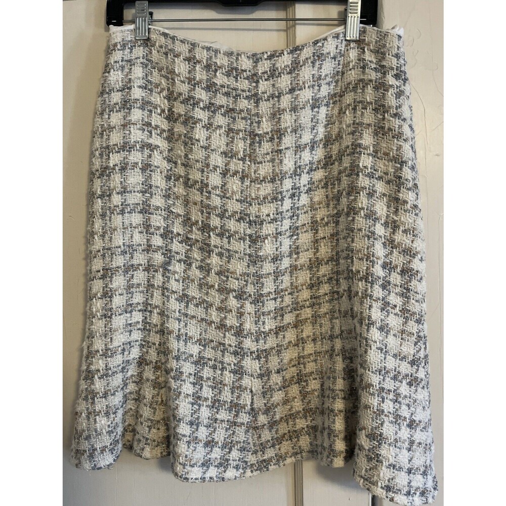 Vintage Georgiou Studio Plaid Print Cotton Blend Flare Skirt Size 14 Metallic